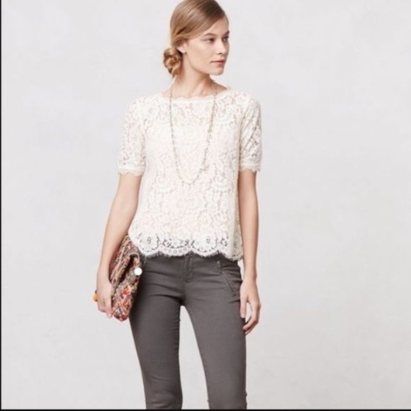 Anthropologie Vanessa Virginia Elysian Lace Top - Picture 1 of 8